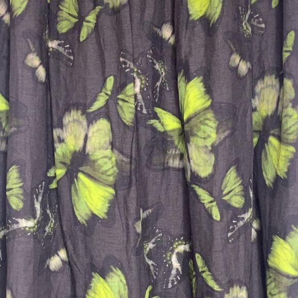 AllSaints Womens ASTA Ceres Linen Maxi Skirt Black Lime Butterflies Size 10 NWT - Picture 4 of 16